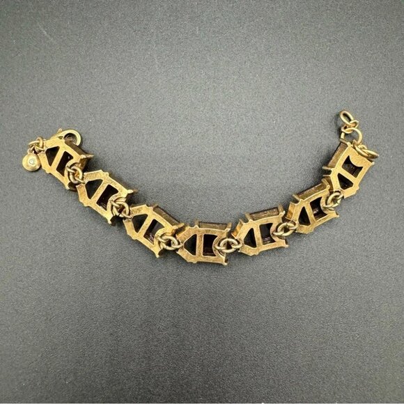 Vintage J.Crew Chunky Lucite Bracelet in Brown and Gold - Picture 10 of 11